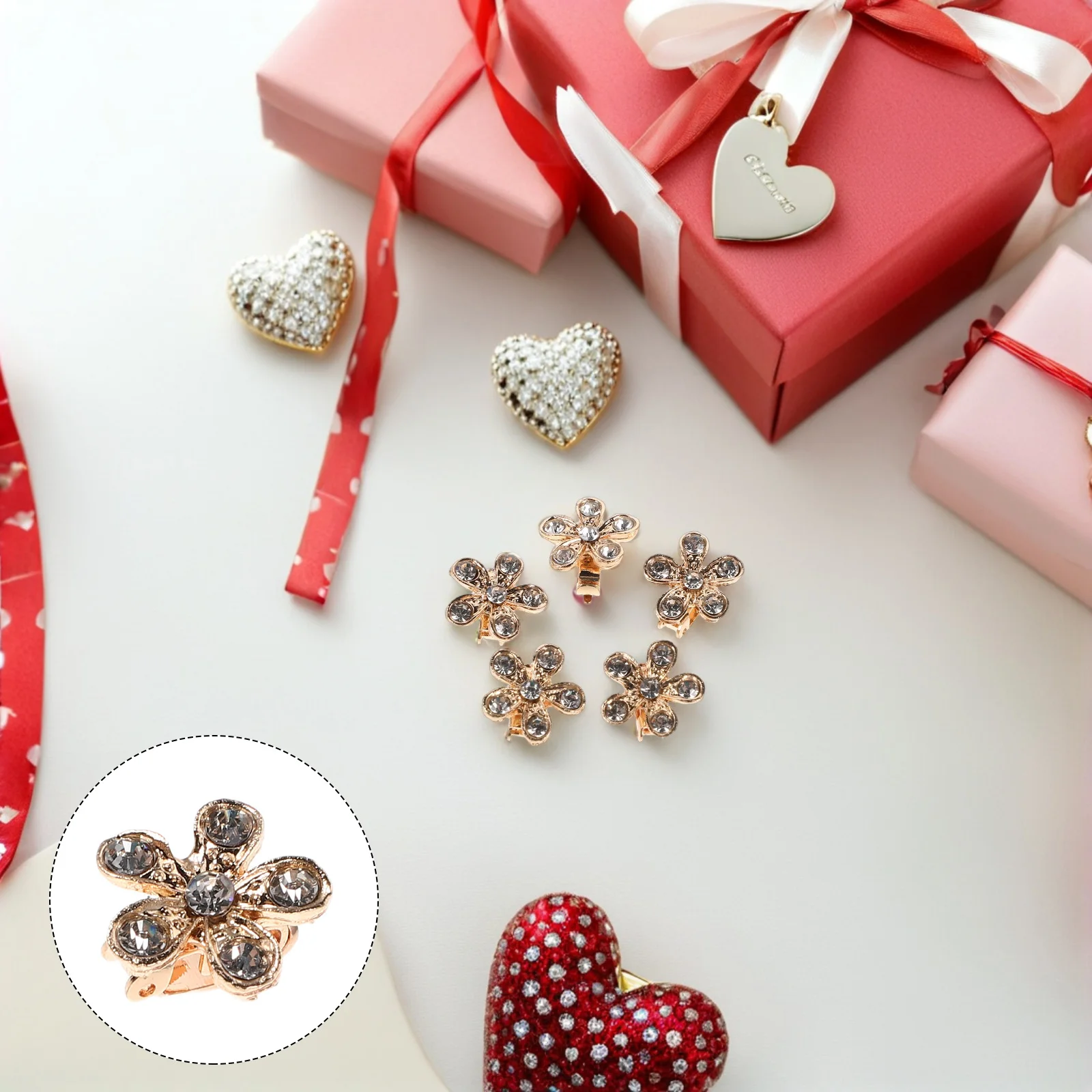 

10Pcs Elegant Rhinestone Flower Hair Clips Bridal Wedding Accessories Sparkling Floral Barrettes Stylish Hold Mini Clips Bridal