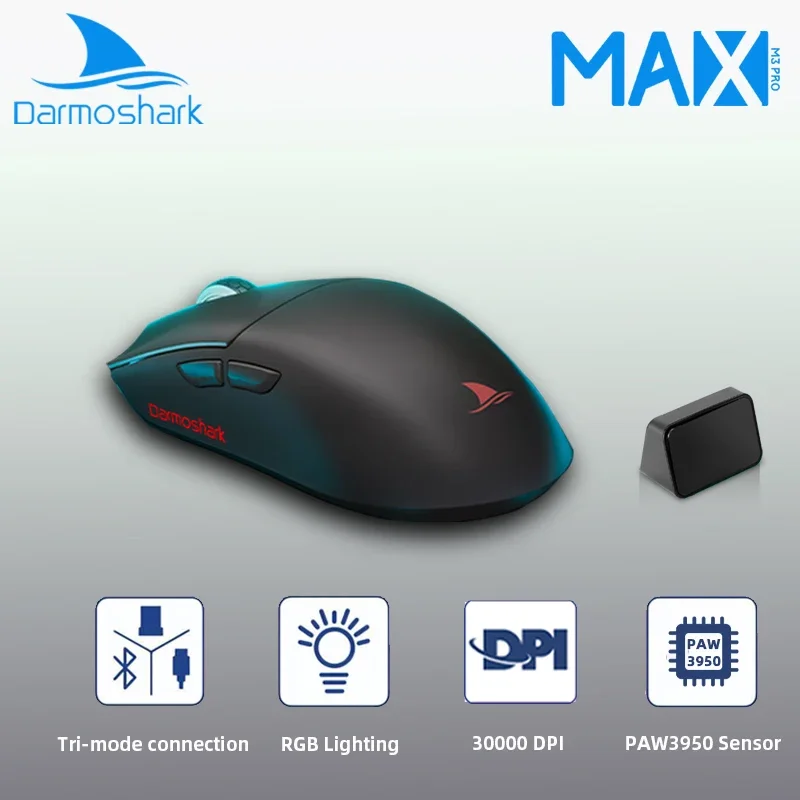 Darmoshark M3 PROMAX 8K Wireless Bluetooth Gaming Mouse PAM3950 Nordic52840 30K DPI  Ergonomic Design Esports Mice for PC Laptop