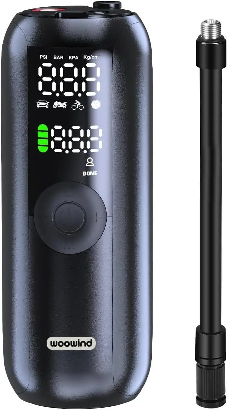 

Портативный воздушный насос для накачивания шин 150PSI для автомобиля, велосипеда, мотоцикла — цифровой датчик, светодиодная подсветка, автоматическое отключение, накачка 1-минут