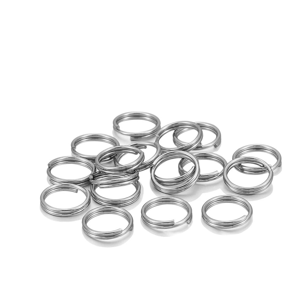 100pcs/lot 8-40mm Stackless Steel Open Double Jump Rings for Jewelry Making DIY Keychain Double Split Rings Connectors Findings