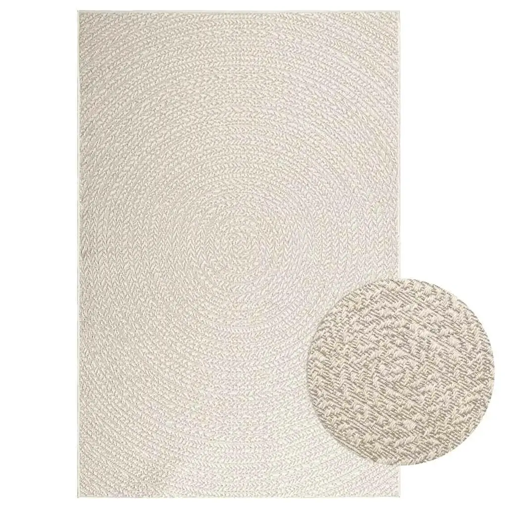 ZIZUR Cream Jute Look Rug 140x200 cm - Ideal for Indoor & Outdoor Decoration