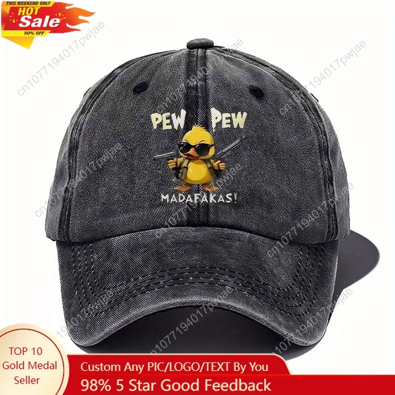 

Military-style baseball cap with a cool duck design, stylish sunglasses, a top choice for a cool party look.