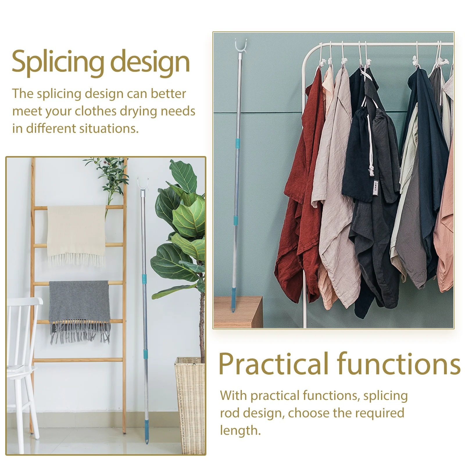 Stitching Clothes Rail Splicing Reach Pole Convenient Clothing Metal Multi-purpose Rods Outdoor Curtain