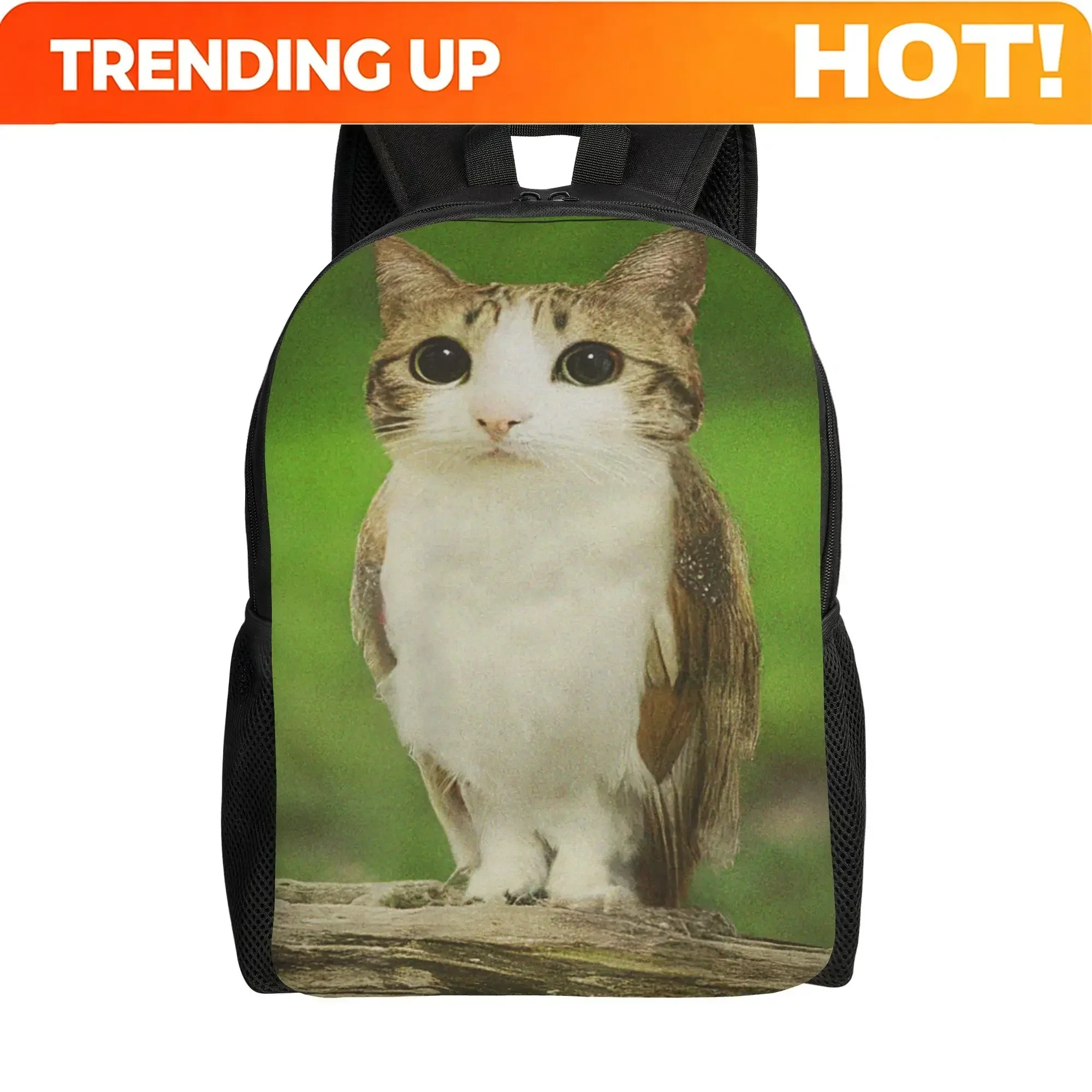 Custom Bag Cat Owl Funny Cursed Internet Trendy Meme Backpack Style Backpacks Boy Girl Outdoor Breathable School Bags Designer