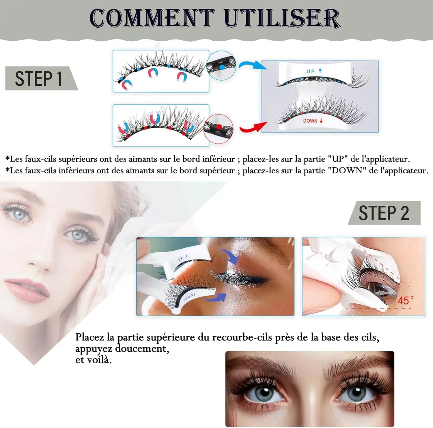 زوجان من الرموش المغناطيسية - لا حاجة إلى غراء، تأثير طبيعي ثلاثي الأبعاد، رموش صناعية مقاومة للماء وقابلة لإعادة الاستخدام (سهولة الاستخدام) #2