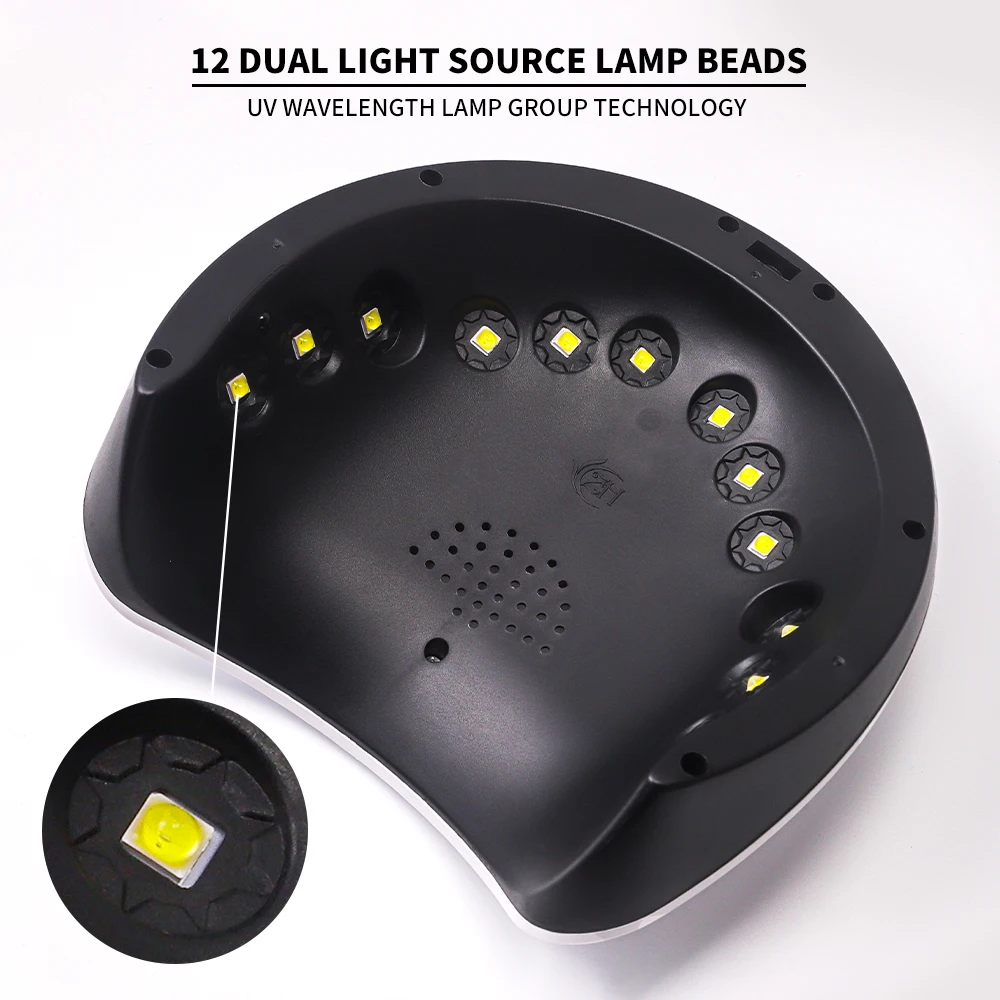 Lámpara secadora de uñas UV/LED de 12 LED con 3 modos de temporizador, secado rápido de uñas, Fordrying para salón de manicura, herramientas secadoras de salón de Gel acrílico