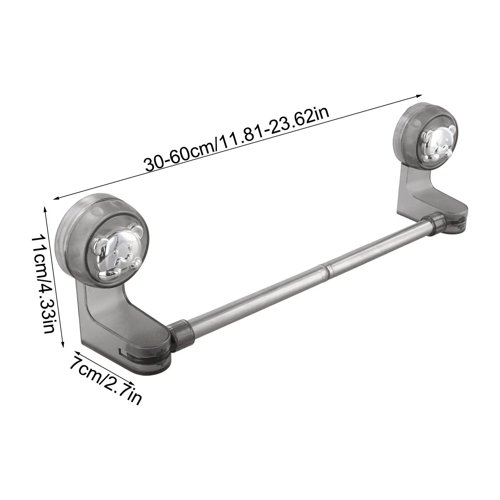 

Suction Mounting System For Towels Multi Functional Organizer Sturdy Material Fully Expandable From Thirty To Sixty Inches