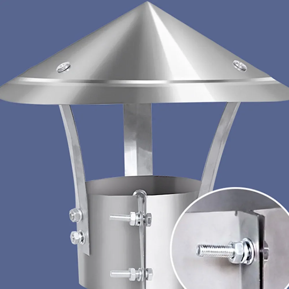 Tapa de acero inoxidable 304 para chimenea, sombrero para lluvia, accesorio de uso versátil, diseño a prueba de viento, protección efectiva contra la lluvia