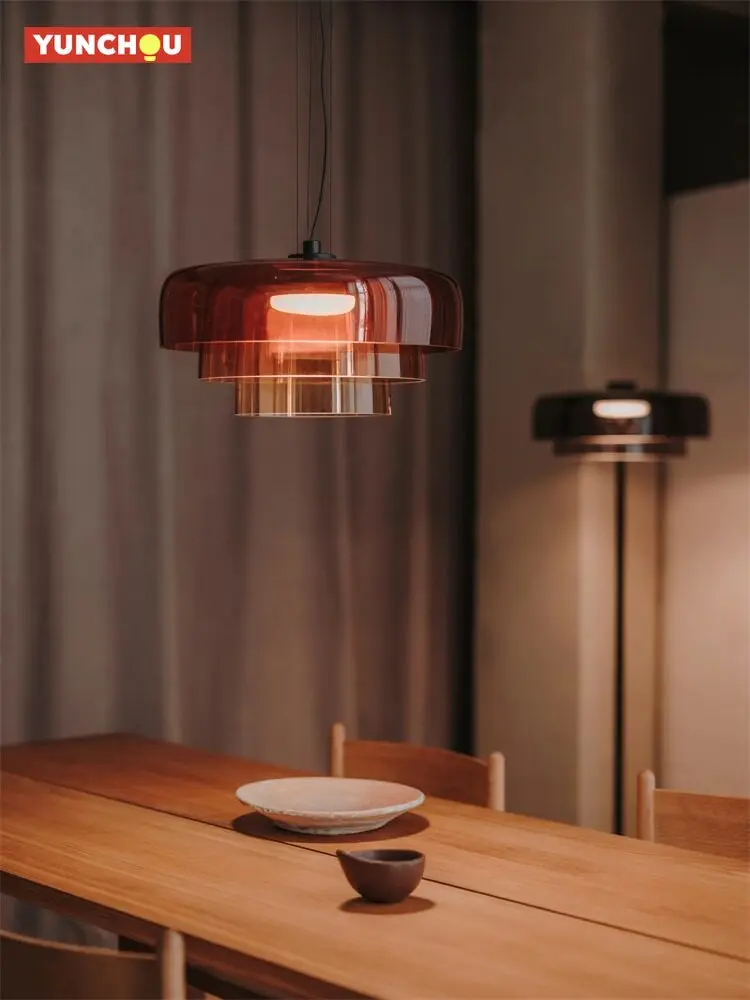Nordic Colorful Glass LED Pendant Light Simple Industrial Chandelier E27 for Bar Living Dining Room Home Decor