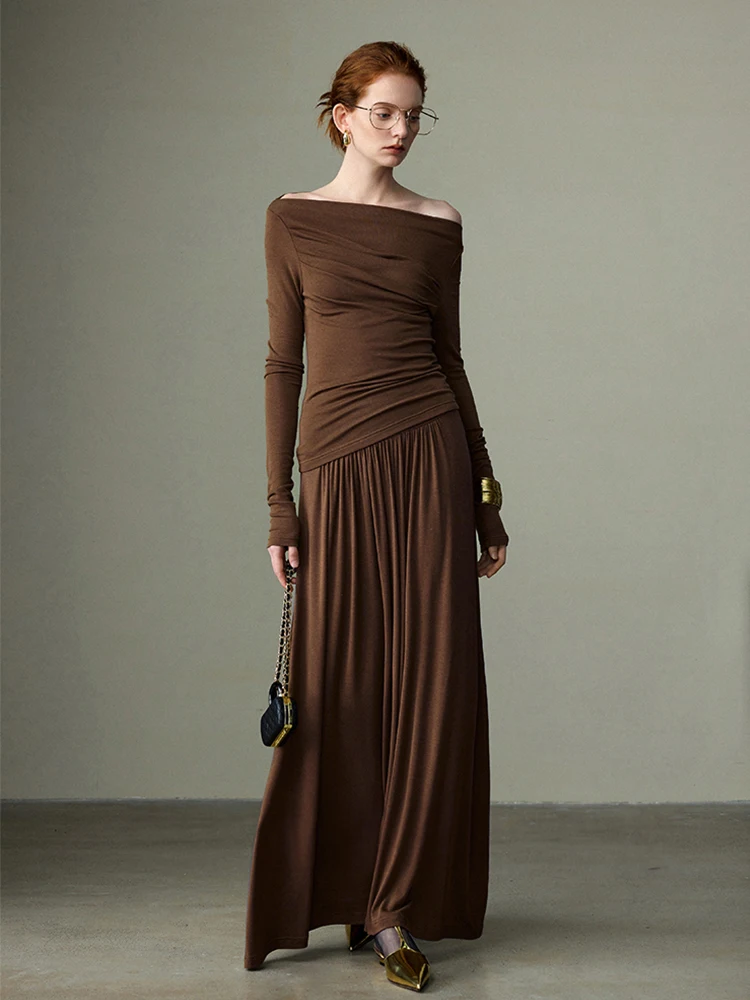 

Spring 2026 New Heavyweight Silk Wool Lazy Style Draped Slimming Fit And Flattering Fashion Set Women's Short Sleeve Slim Fit