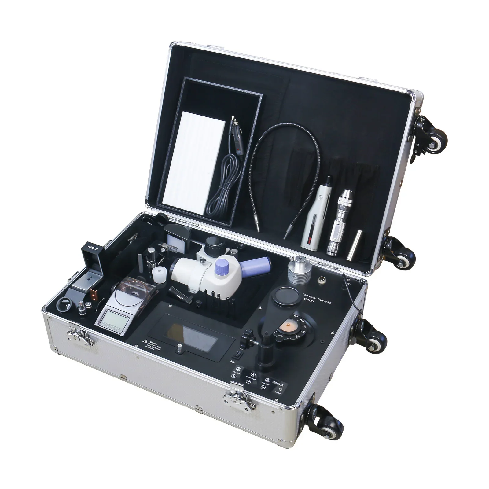 New style Portable Gem Identification suits with 20 Kinds of Gemological Instrument and Jewelry Testers