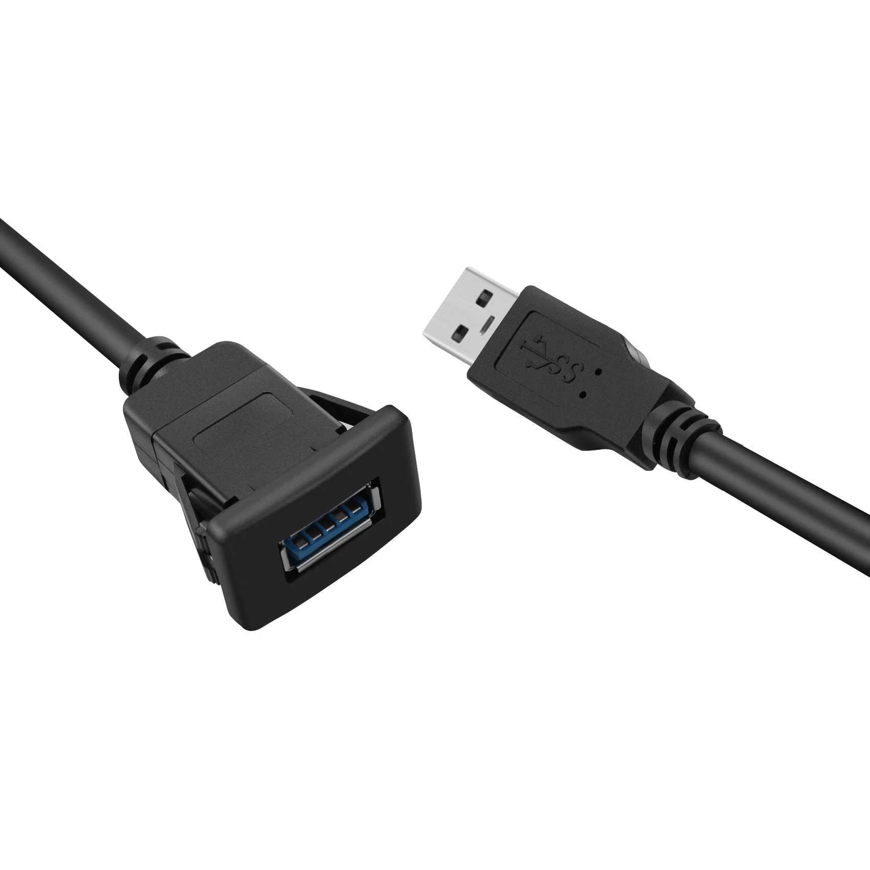 Leading-1M Socket Cable USB 3.0 Auto Car Flush Mount Male To Female Extension Cord Dashboard Panel Square Audio Line For Motorcy
