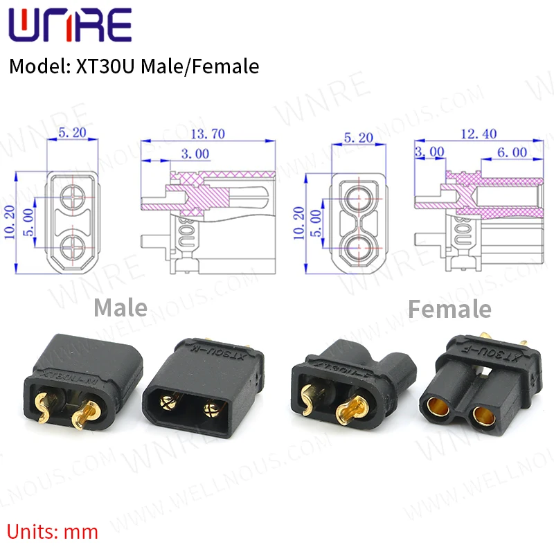 AMASS XT-30 Male Female Plug Series Anti-spark with Signal Probe Connector for Aeromodelling DIY Black/Yellow