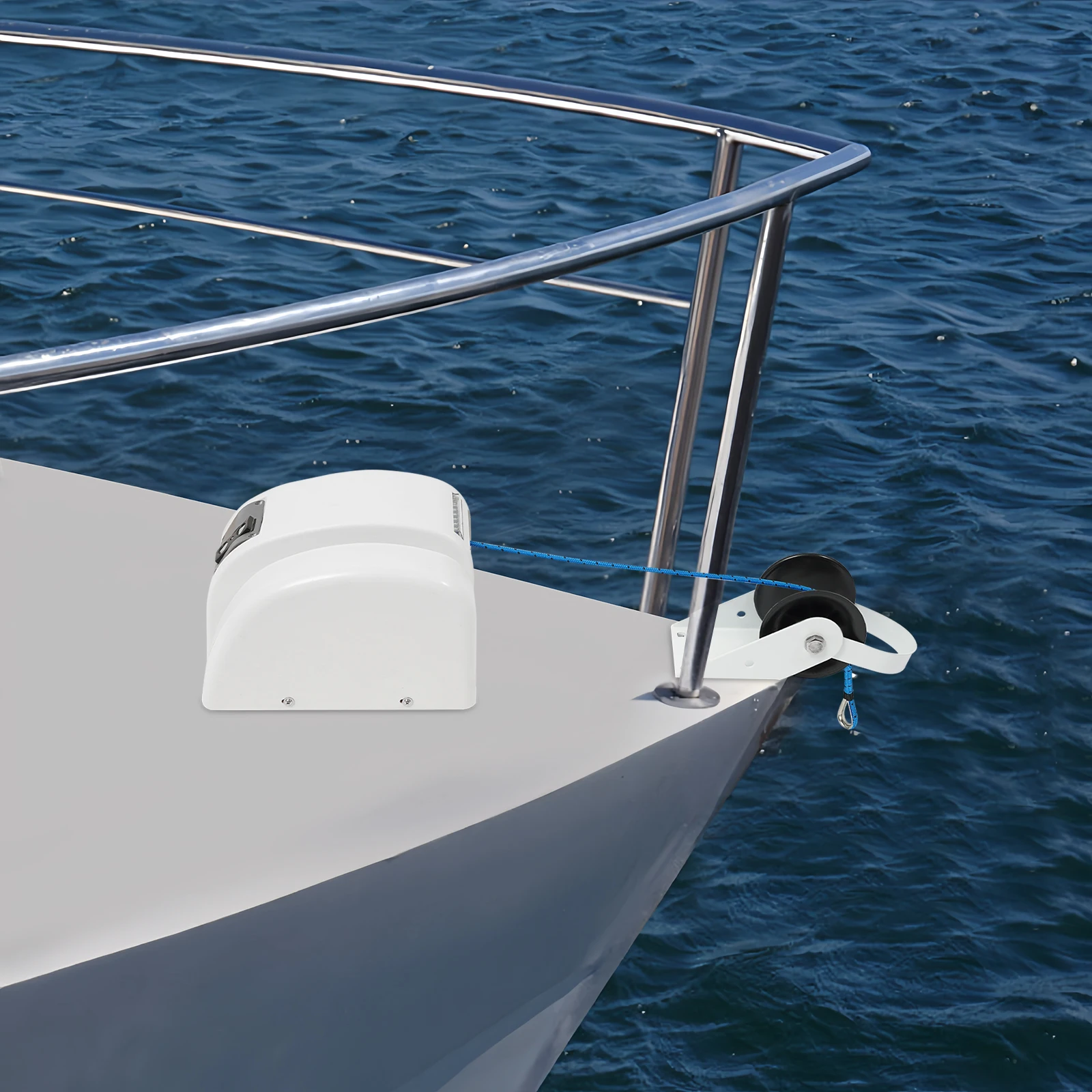 

12V Electric Anchor Winch for Boats, 45lbs Capacity, 100ft Rope, 70ft/min Retrieval, Remote Control (Fits Boats Up to 24ft)