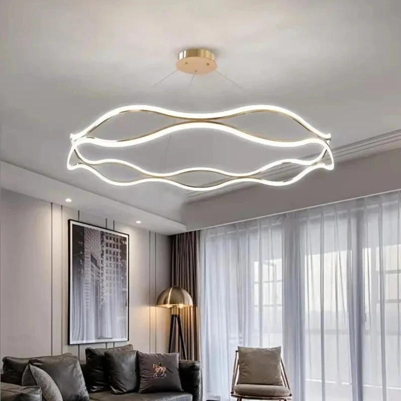 

Nordic Minimalist Ceiling Chandelier Lamp Living Room Dining Room Pendant Lamp Designer Household Study Simple Line Lamp
