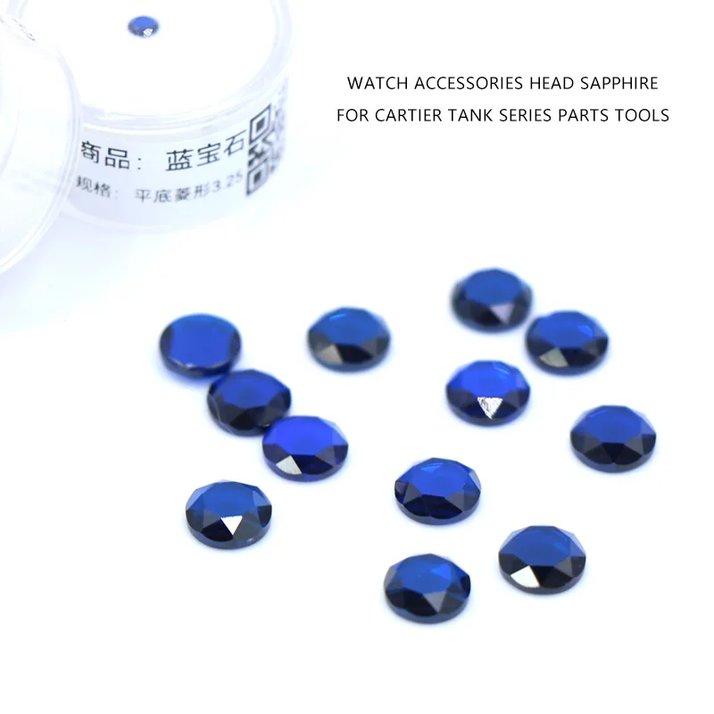 Flat-bottomed Rhomb For Cartier Tank Series Parts Tools  Watch Head Crown Sapphire Accessories Diameter 3.25mm 3.75mm 4.0mm