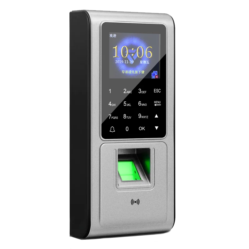 2.4\' TFT Color Screen Biometric Fingerprint Access Control Machine Electric RFID Reader Password Keypad System Door Lock 1:N/1:1