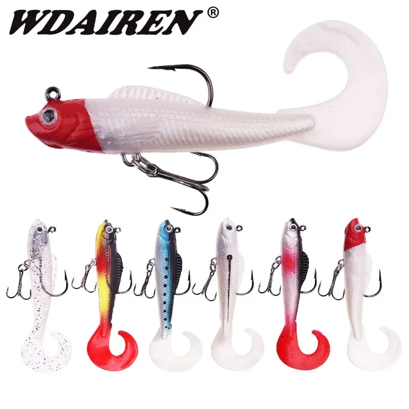 1Pc Swim Tail Fishing Lures Jig Wobblers Soft Baits 8.5cm 8.5g Artificial Silicone Bait for Sea Bass Carp Spoon Fishing Tackle