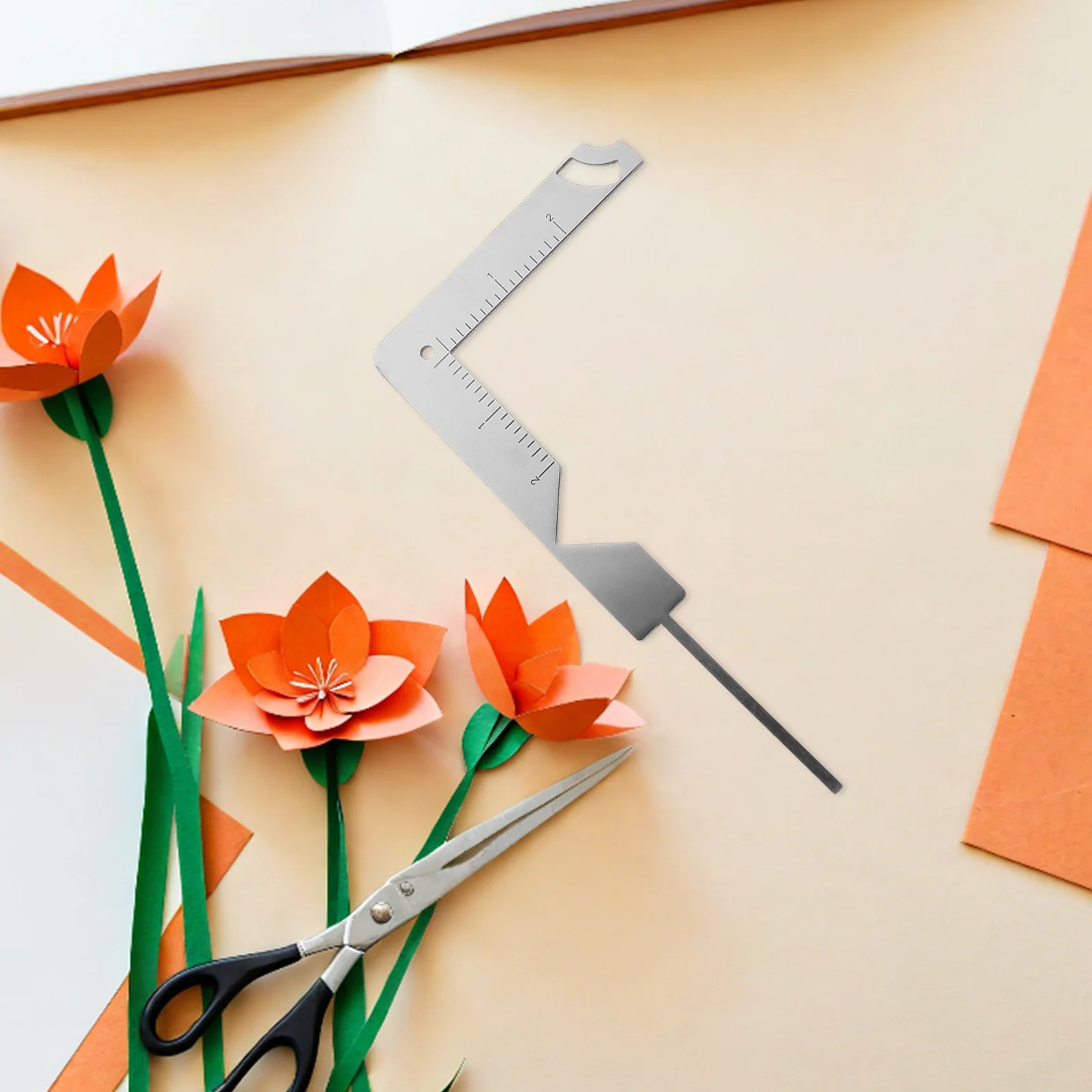 Stainless Steel Book Cover Guide Ruler 5-in-1 Multifunctional Binding Tool for DIY Album Scrapbooking and Paper Crafts