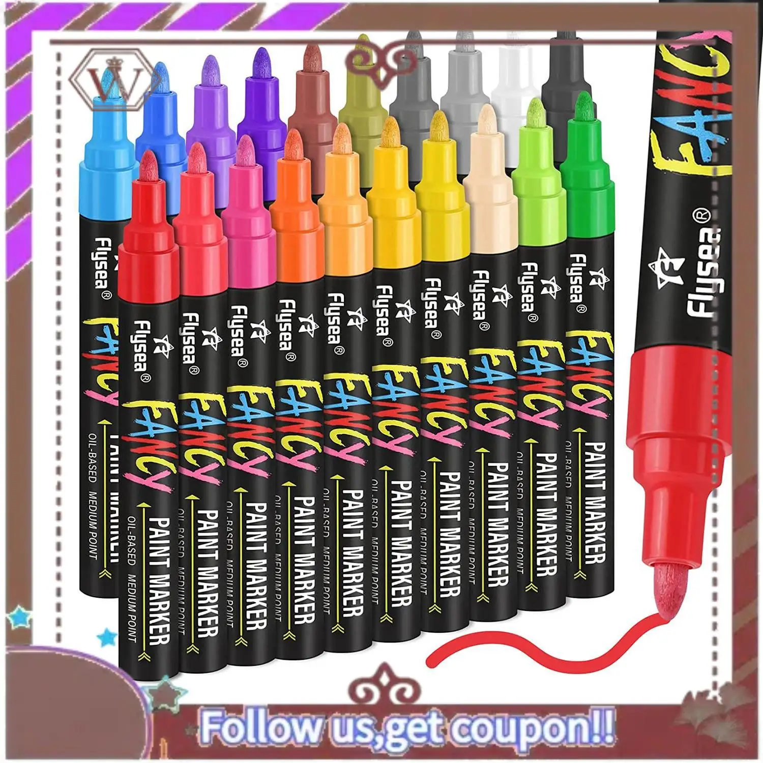 أقلام طلاء ABBG-Paint، مجموعة أقلام تحديد طلاء مقاومة للماء مكونة من 20 لونًا تعتمد على الزيت، لا تتلاشى أبدًا بسرعة جافة ودائمة