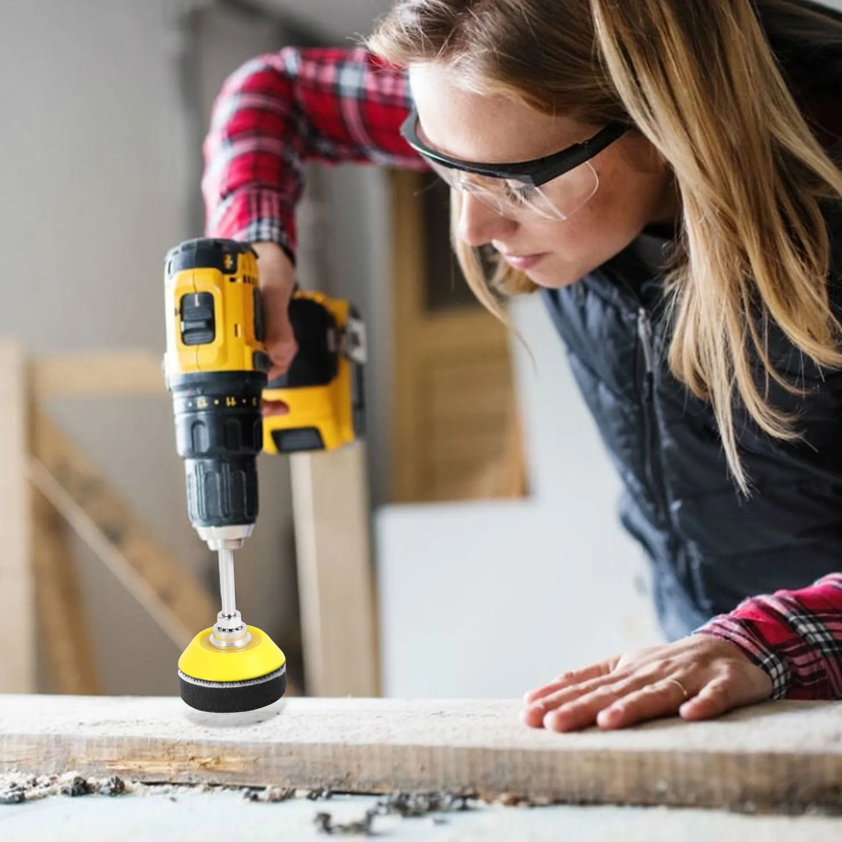 AS63-6 Buah Bantalan Pengamplasan Kait dan Lingkaran 2 Inci Bantalan Pengganti Cakram Pengamplasan dengan Bor Batang 1/4 Inci dan Bantalan Penyangga Busa