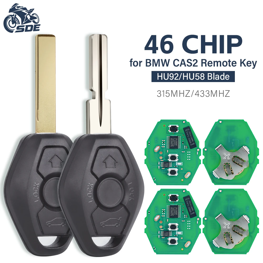

SDE CAS2 Remote Key ID46 Replacement For BMW 1 E87 3 E46 5 E60 E61 6 E63 E64 Series X5 E70 HU58 HU92 Blade