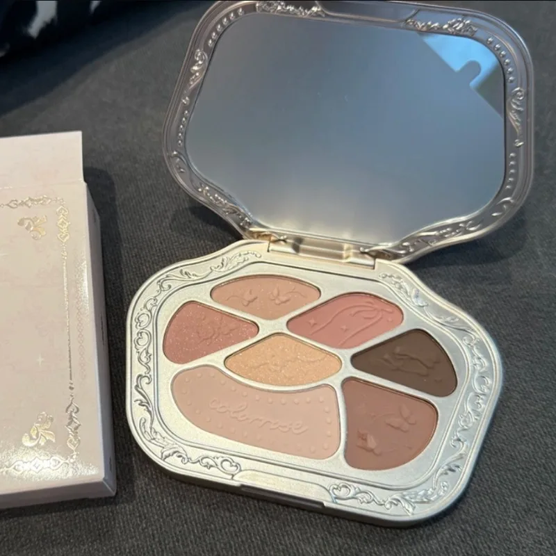 COLORROSE 7-Color Eye Shadow Palette Matte & Shimmer Finishes,Long-Lasting Crease-Resistant,All-in-One Eye Glitter Makeup