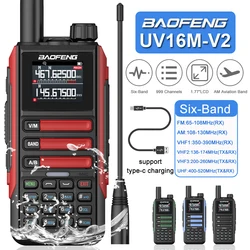 Baofeng UV16M V2 15W Walkie Talkie Frequency replication Six Band With Type-C Cable Upgraded UV9R UV16 Plus AM FM Two Way Radios