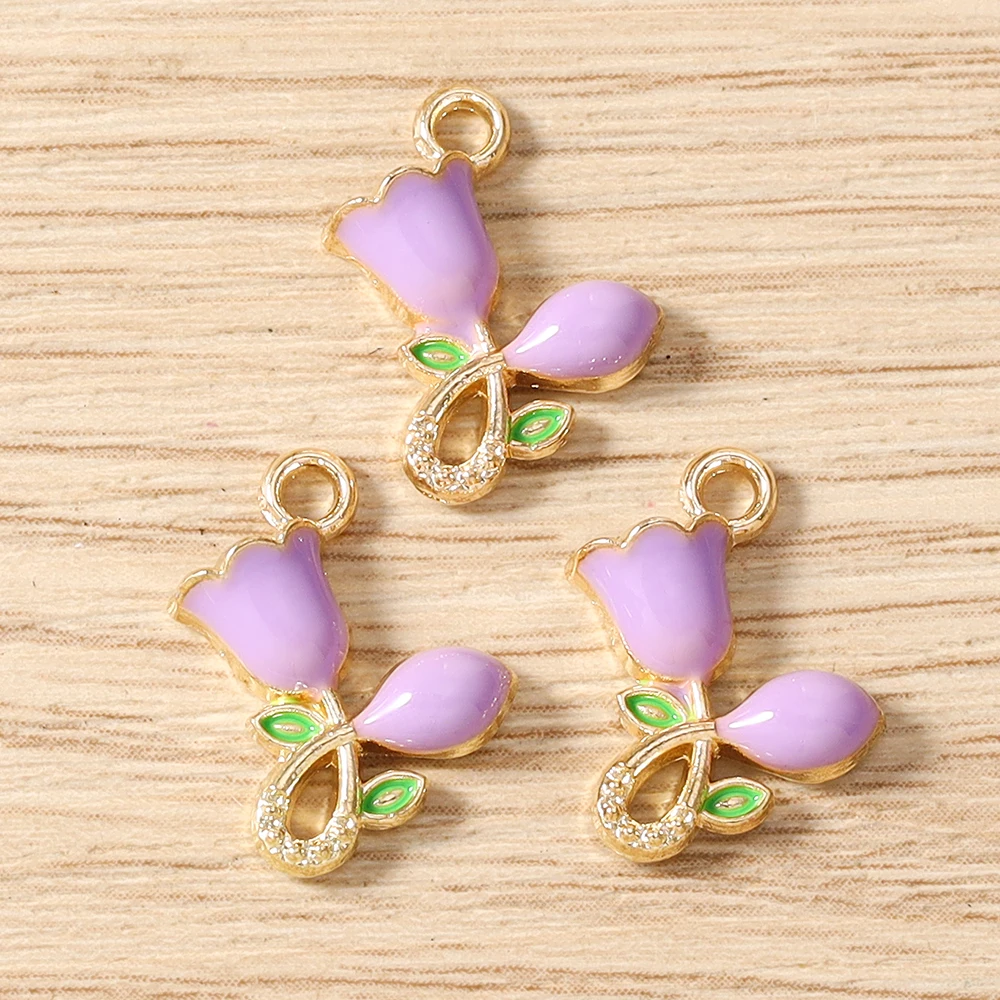 Tusember 20 Stück 11*12mm Niedliche Rosenblüten-Anhänger für Schmuckherstellung DIY Halskette Ohrringe Armband Handgemachtes Zubehör – Detail 5