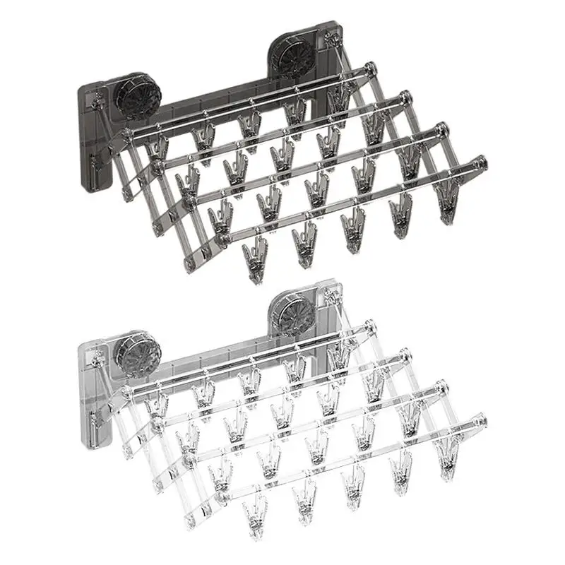 

Balcony Suction Cup Drying Rack Socks Folding Drying Rack Household Clothes Rack wall-mounted Multi Clip Drying Socks Artifact