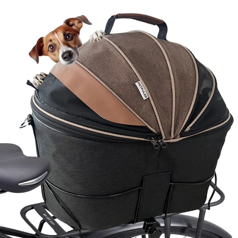 Dog rear bicycle basket,  pet commuter seat basket for rear of bicycle, easy to comfortable padded bicycle basket