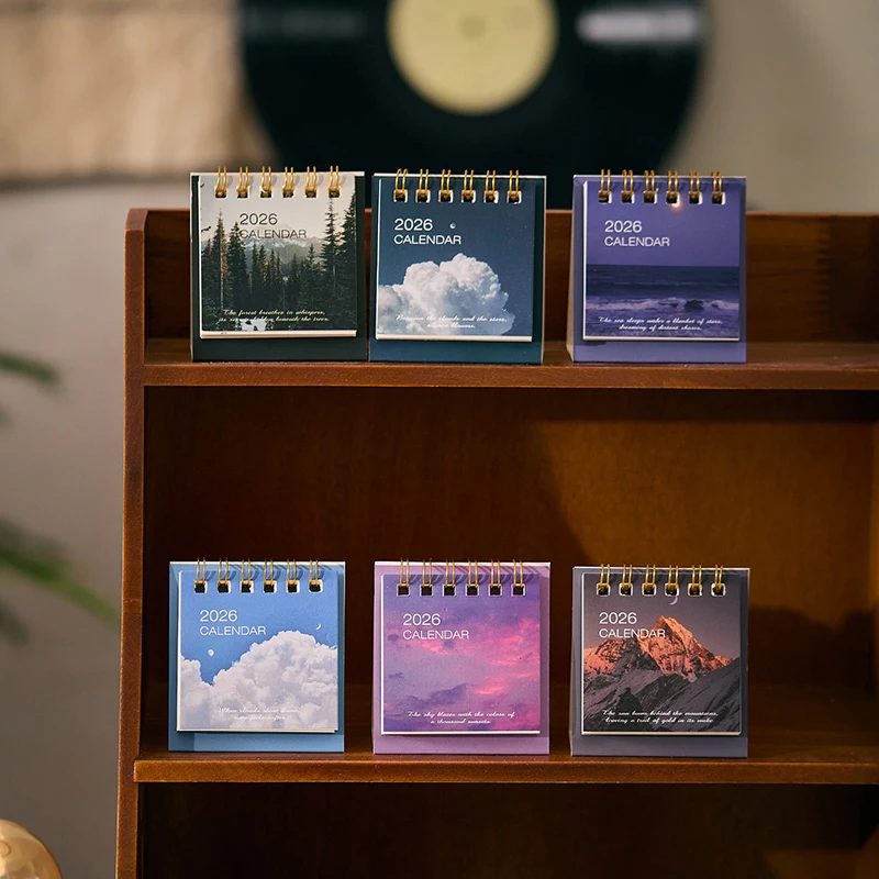 

Мини-календарь на 2026 год, офисные школьные принадлежности, креативная ретро-календарь с пейзажами, планировщик, настольные аксессуары, украшение, подарок