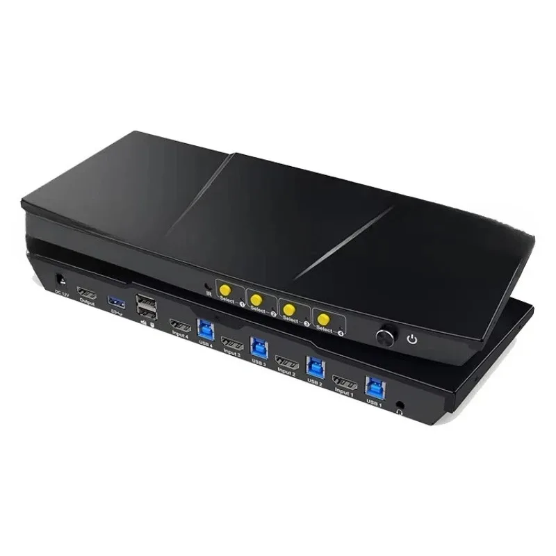 4-Port KVM switch kit with USB 3.0 docking station, 4 PCs 1 monitor microphone