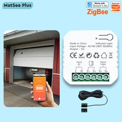 ZigBee Garage Door Opener Dry Contact Smart Life App Remote Control Works with Tuya Alexa Google Home Zigbee2MQTT Gateway Needed