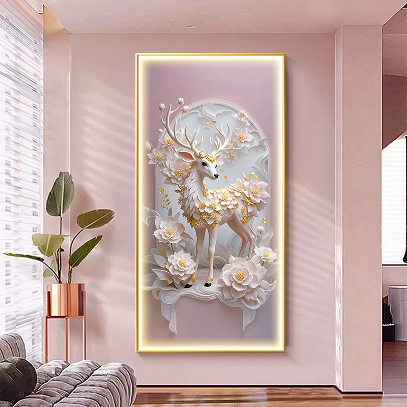 

French-style entrance LED wall lamp, corridor, light luxury elk mural lamp, living room background wall, background wall floor-s