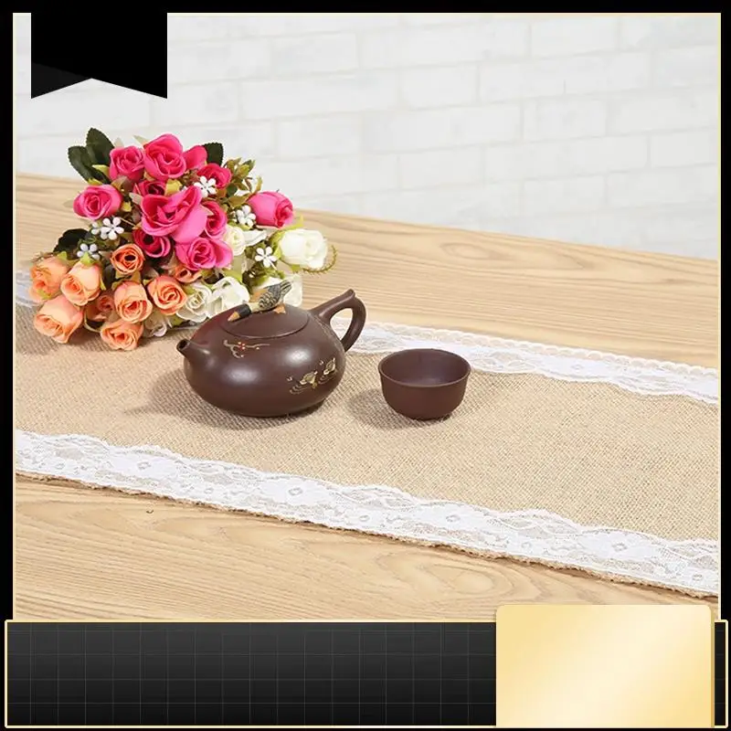 

4PCS Lace Table Runner Retro Lace Burlap Table Runners For Country Wedding Party Dining Table Cover Decoration Easy To Use ,B-N3