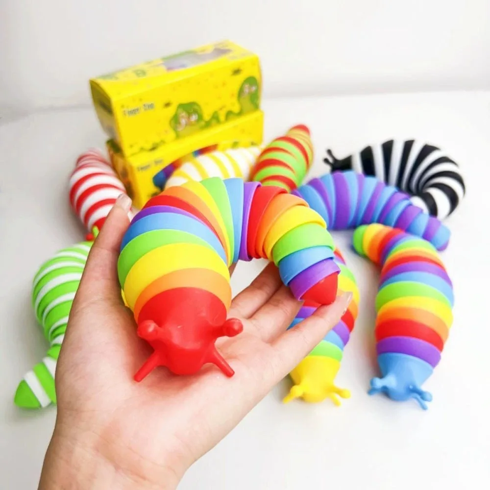 Fidget Slug Toy für Kinder 3D Bunte sensorische Slug lindert Spaß Dekompressionsspielzeug Kreative Twist Caterpillar Fidget Toys