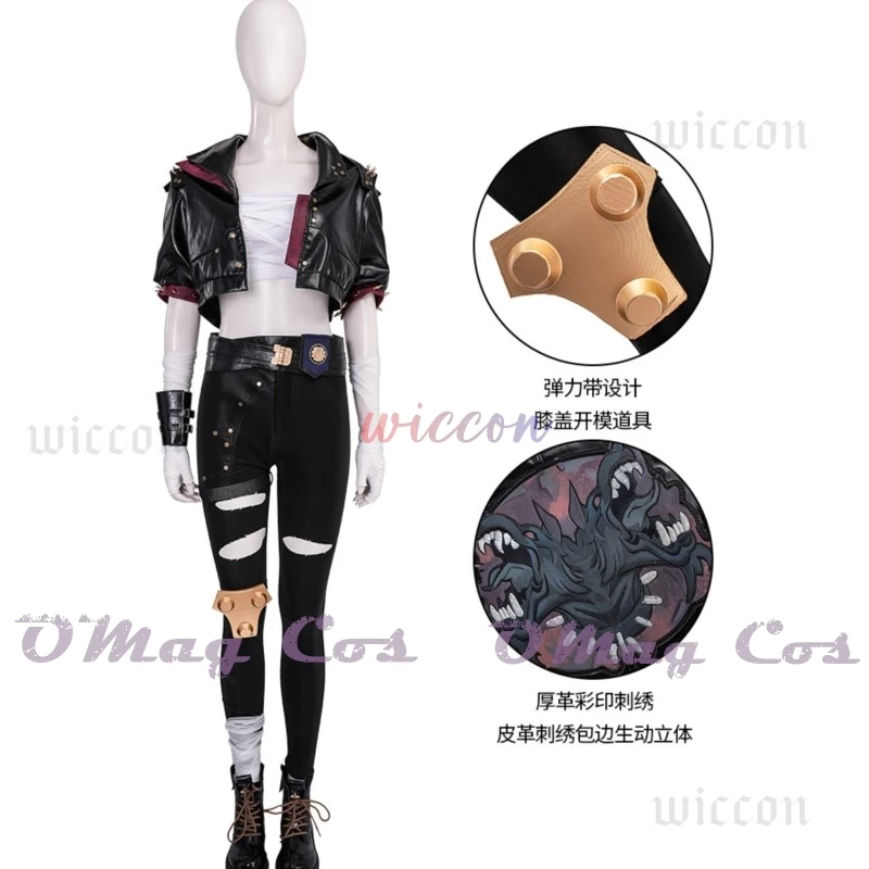 New Arcane League Of Legends Vi Cosplay Costume Tops Coat Pants Gloves Wig For Game Party Halloween Set Custom Made