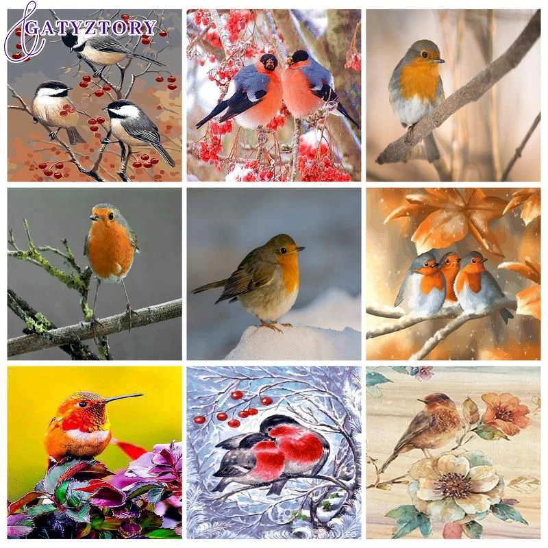 

GATYZTORY Paint By Numbers Kits On Canvas Birds DIY Frameless 60x75cm Oil Painting By Numbers Animals Hand Painting Draw Numbers