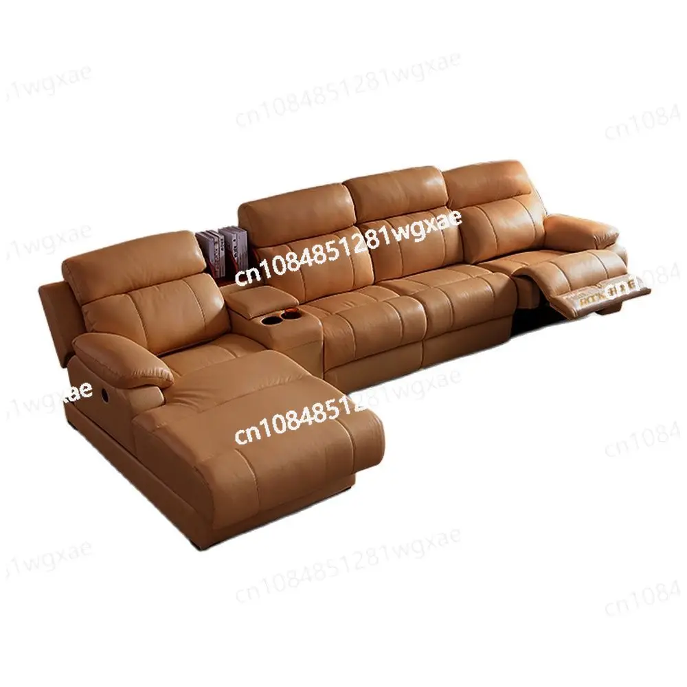 T Electric Recliner Set with Leather Sofa Cama L-shaped Segmented Sofa, Theater Seat Convertible