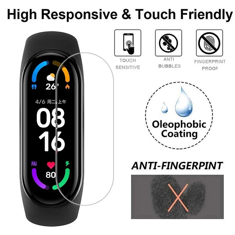 Full Screen Protector For Xiaomi Band 7 6 5 Soft Hydrogel Protective Film For Mi Band 3 4 Smartband Explosion-proof Accessories