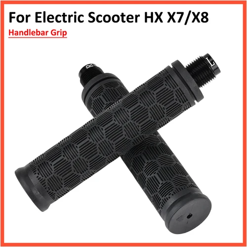 Imagen 1 del producto Empuñadura de manillar para patinete eléctrico HX X7 X8 KickScooter, tornillo de aleación de aluminio, silicona antideslizante, empuñaduras izquierda y derecha