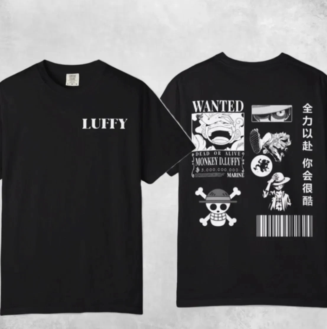 One Piece Monkey D. Luffy Wanted T-Shirt | Anime Graphic Tee | Manga Streetwear Shirt | Straw Hat Pirate Top | Unisex Anime Gift