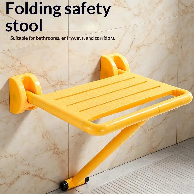 1 Set Dusch- und Badewannenstuhl, rutschfeste Treppe, klappbarer Sitz mit Stützbein, Badezimmer-Toilettenklappstuhl für ältere und behinderte Menschen – Detail 7