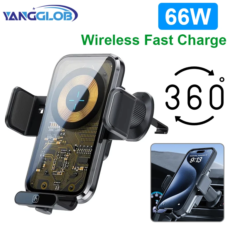 

Wireless Car Charger, Fast Charging Phone Holder 3 in 1 Phone Mount Auto Clamping Car Accessories