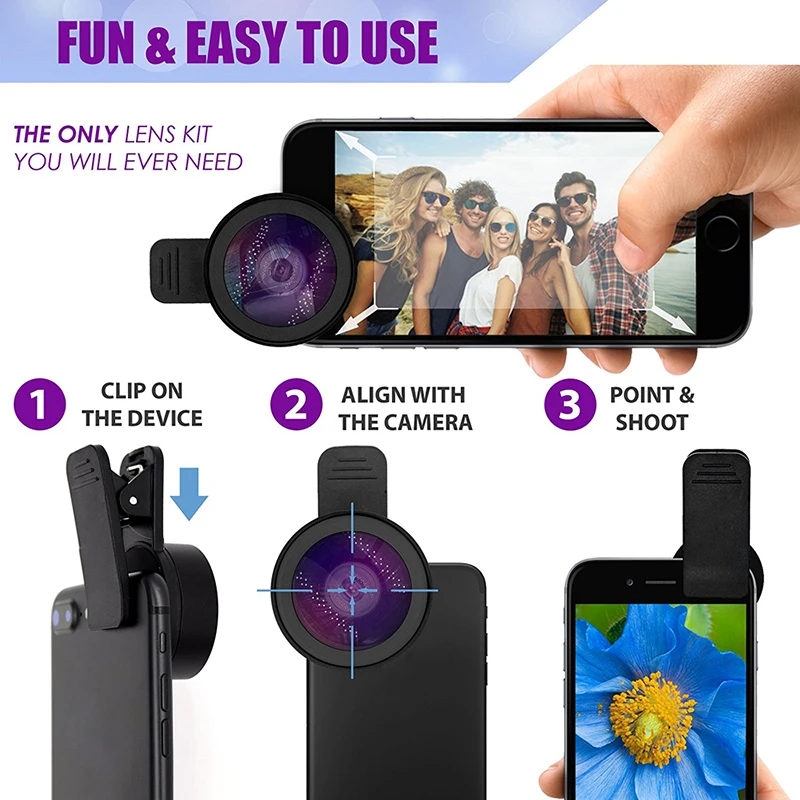 TOKOHANSUN New HD 37MM 0.45x Super Wide Angle Lens with 12.5x Super Macro Lens for iPhone LG HTC Samsung Sony Camera lens Kit