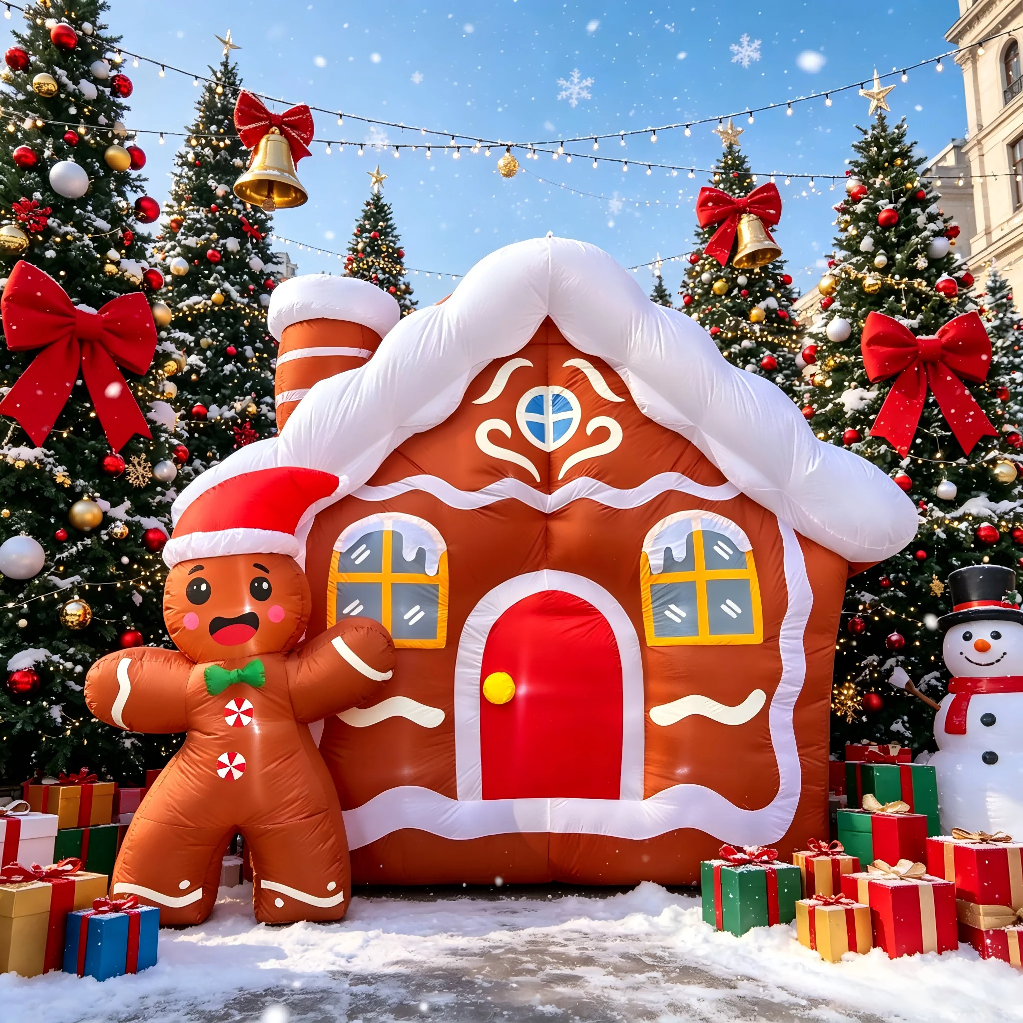 11.2FT Giant Christmas Inflatables Gingerbread House with Gingerbread Man, Built-in LED Lights, Gingerbread Blow Up, Inflatable Gingerbread Christmas, Christmas Inflatables Outdoor Decorations for Garden, Lawn, Patio, Yard and Holiday Party Display