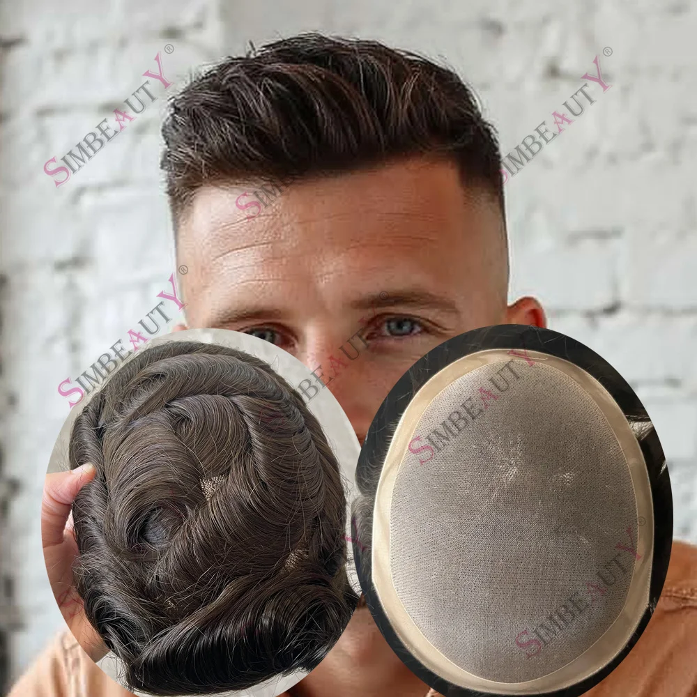 

Светло-русый мужской парик из индийских натуральных волос Реми, дышащий, прочный, тонкая моно-система замещения волос для лечения облысения, капиллярный протез