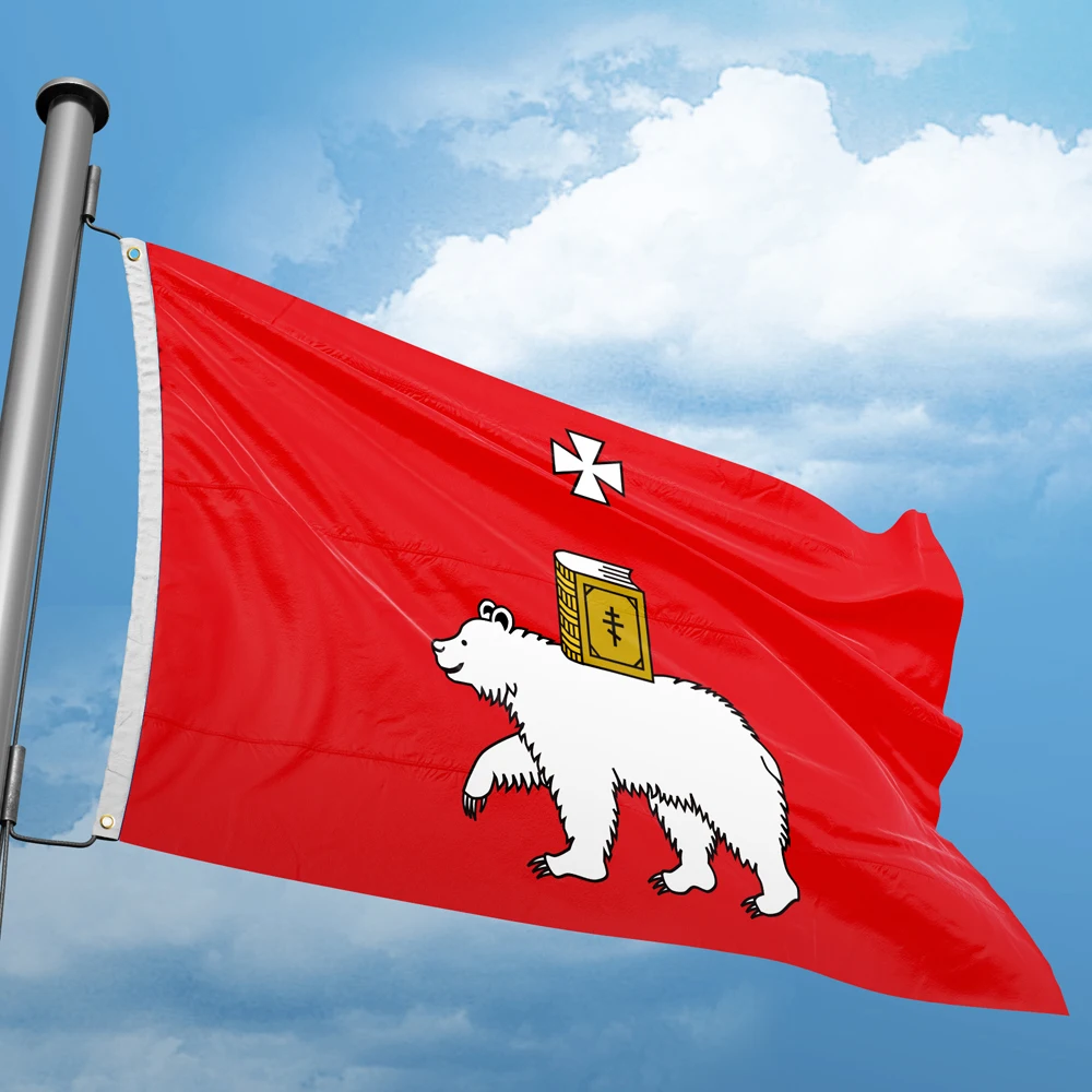 Flag Of Perm 3*5FT 90*150CM Russia City Flags Custom  Indoor Outdoor Decoration Banners  Polyester UV Resistance Double Stitched