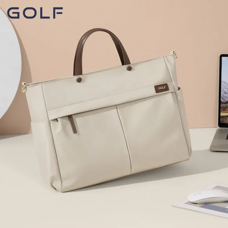 GOLF Valigetta Borse per donna Borsa per documenti albicocca Borsa per laptop da lavoro da 14 pollici Borsa per college Borse da donna Tendenza 2024